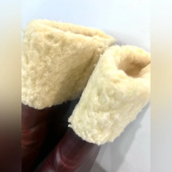 Womens Reddish Brown W Beige Fuzzy Faux Fur Heeled Booties Boots Size 8 - Picture 9 of 16